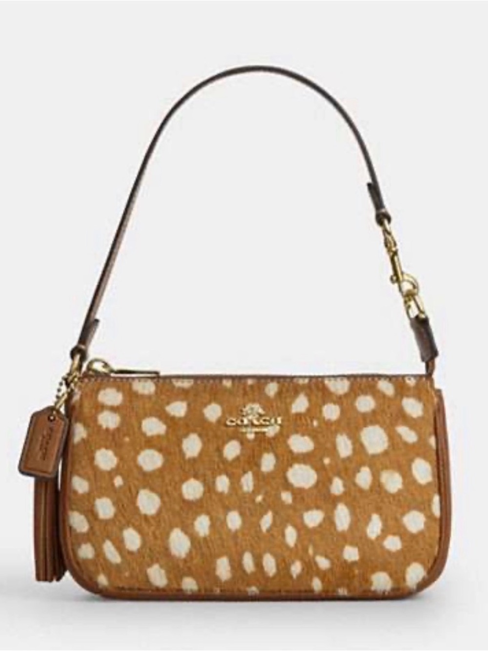 NWT Coach Nolita 19 In Deer Print Calf Hair Leather Bag Shoulder Bag Brown CDW35